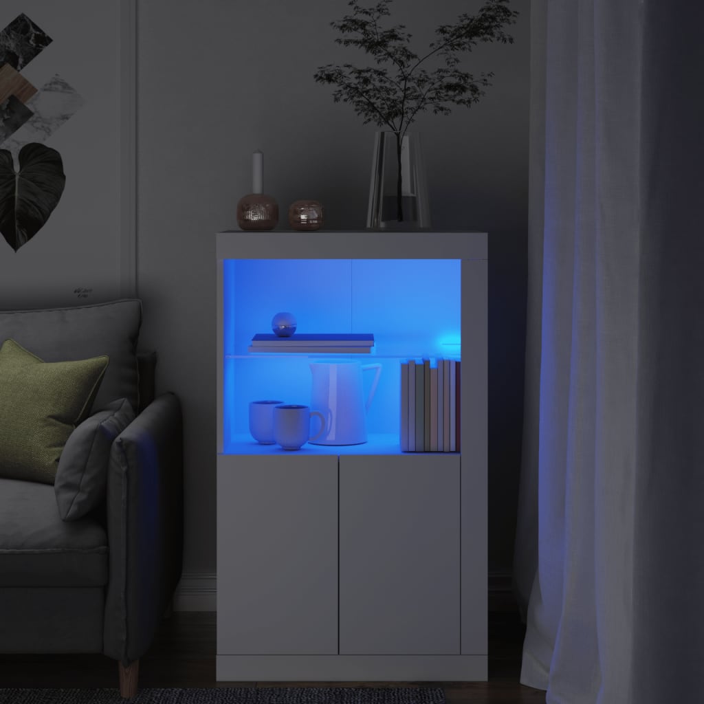 Armoire latérale avec éclairage LED blanc bois d'ingénierie - XIOS