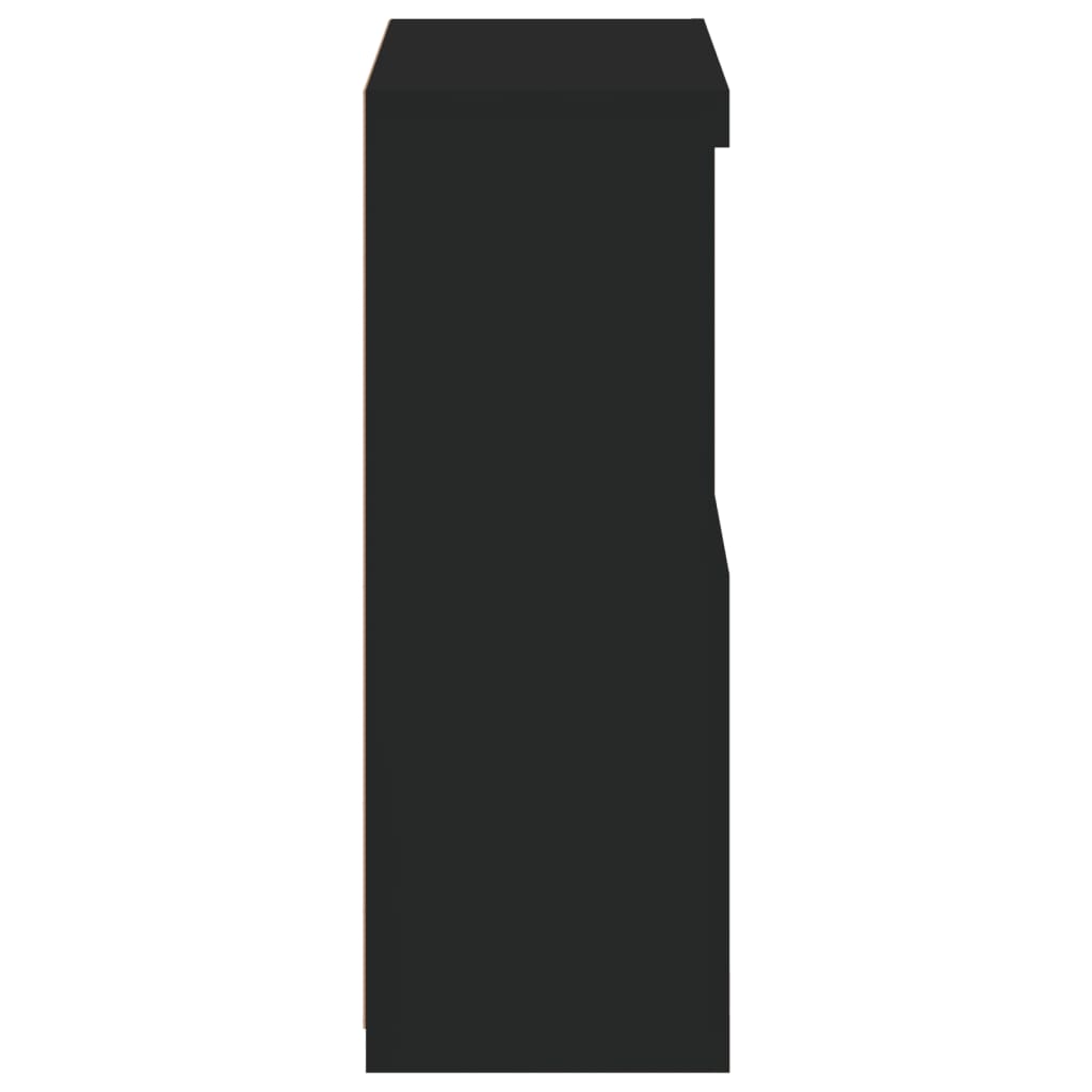 Armoire latérale avec lumières LED noir bois d'ingénierie - XIOS