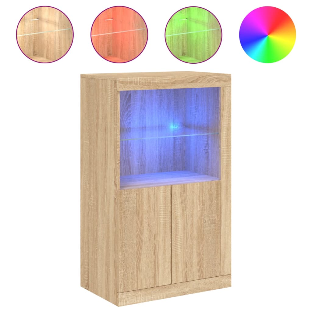 Armoire latérale avec lumières LED chêne sonoma - XIOS