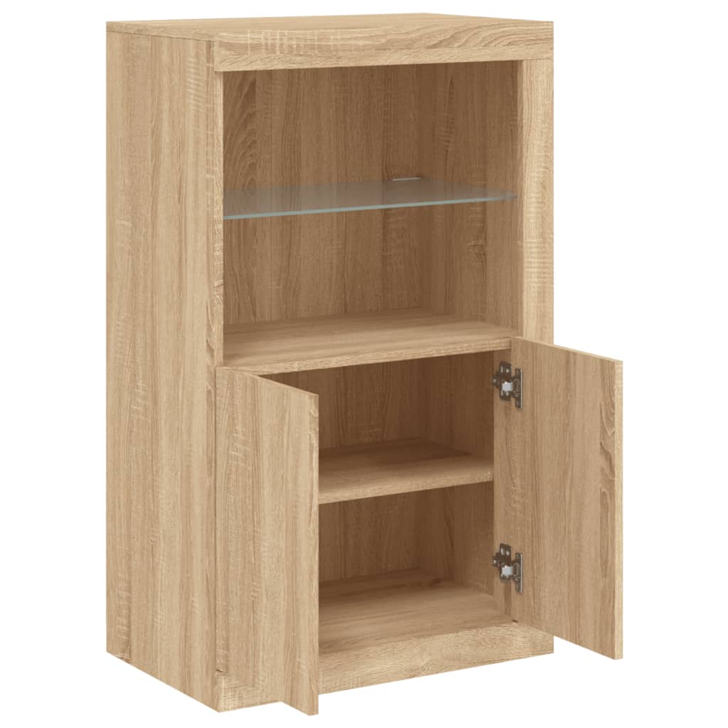 Armoire latérale avec lumières LED chêne sonoma - XIOS
