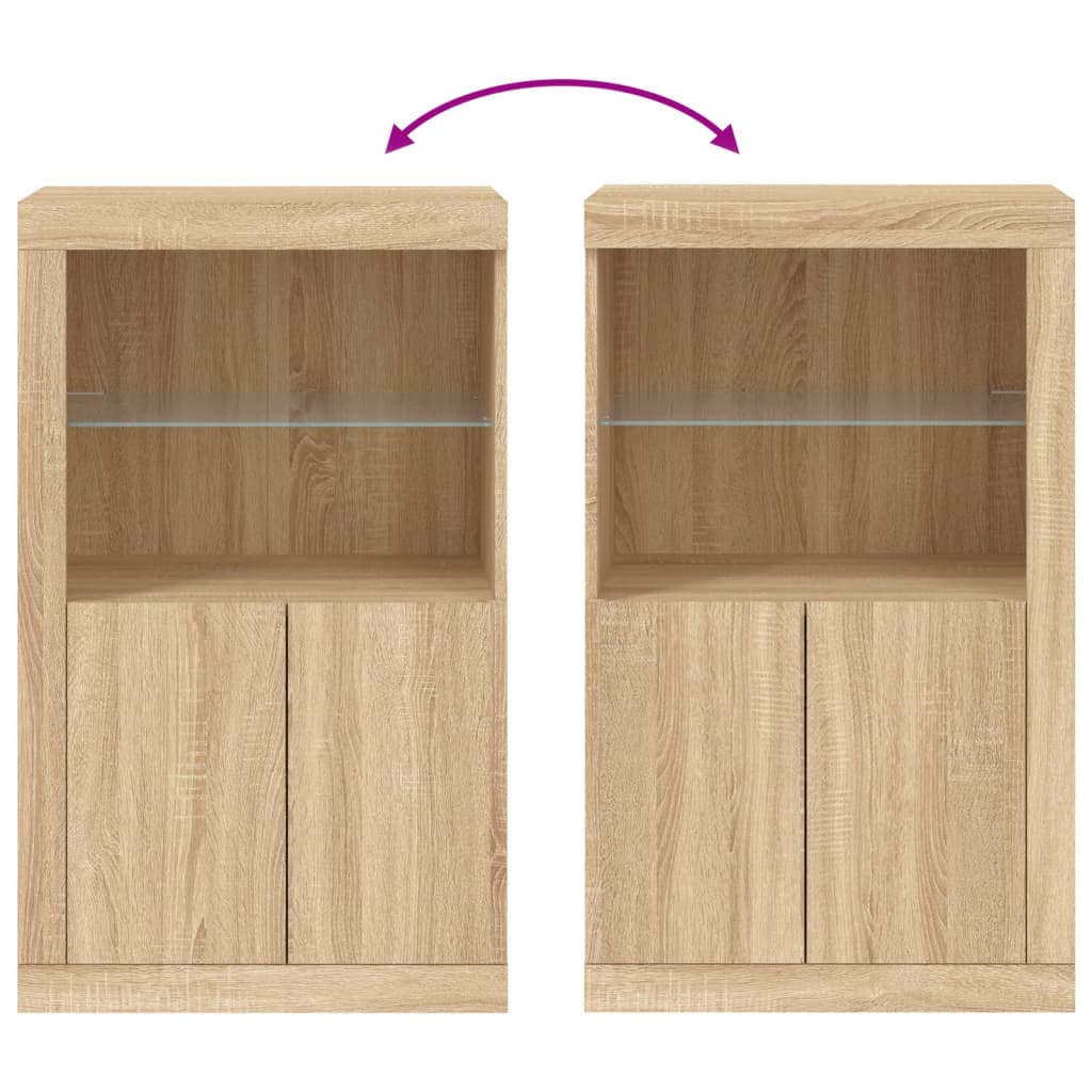 Armoire latérale avec lumières LED chêne sonoma - XIOS