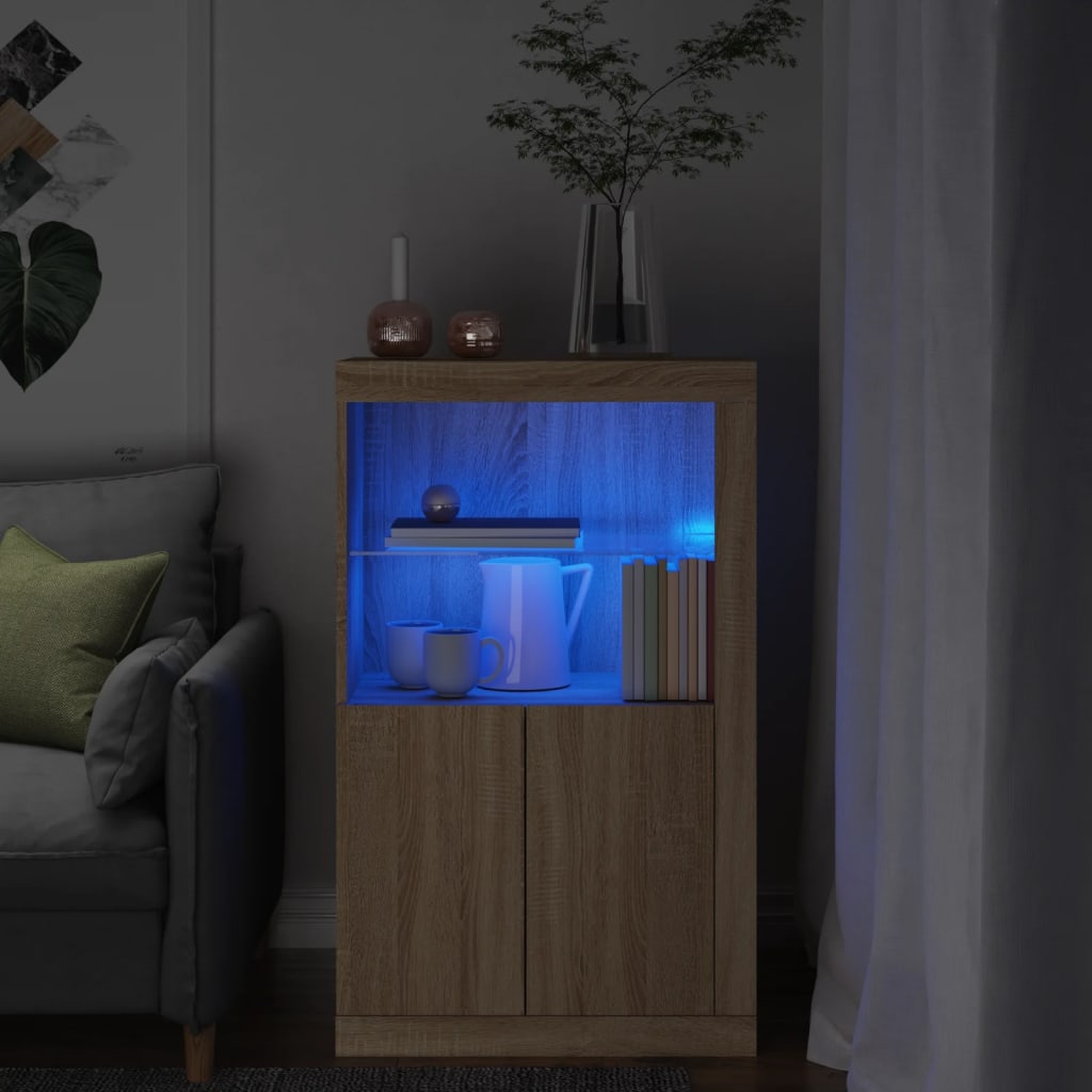 Armoire latérale avec lumières LED chêne sonoma - XIOS