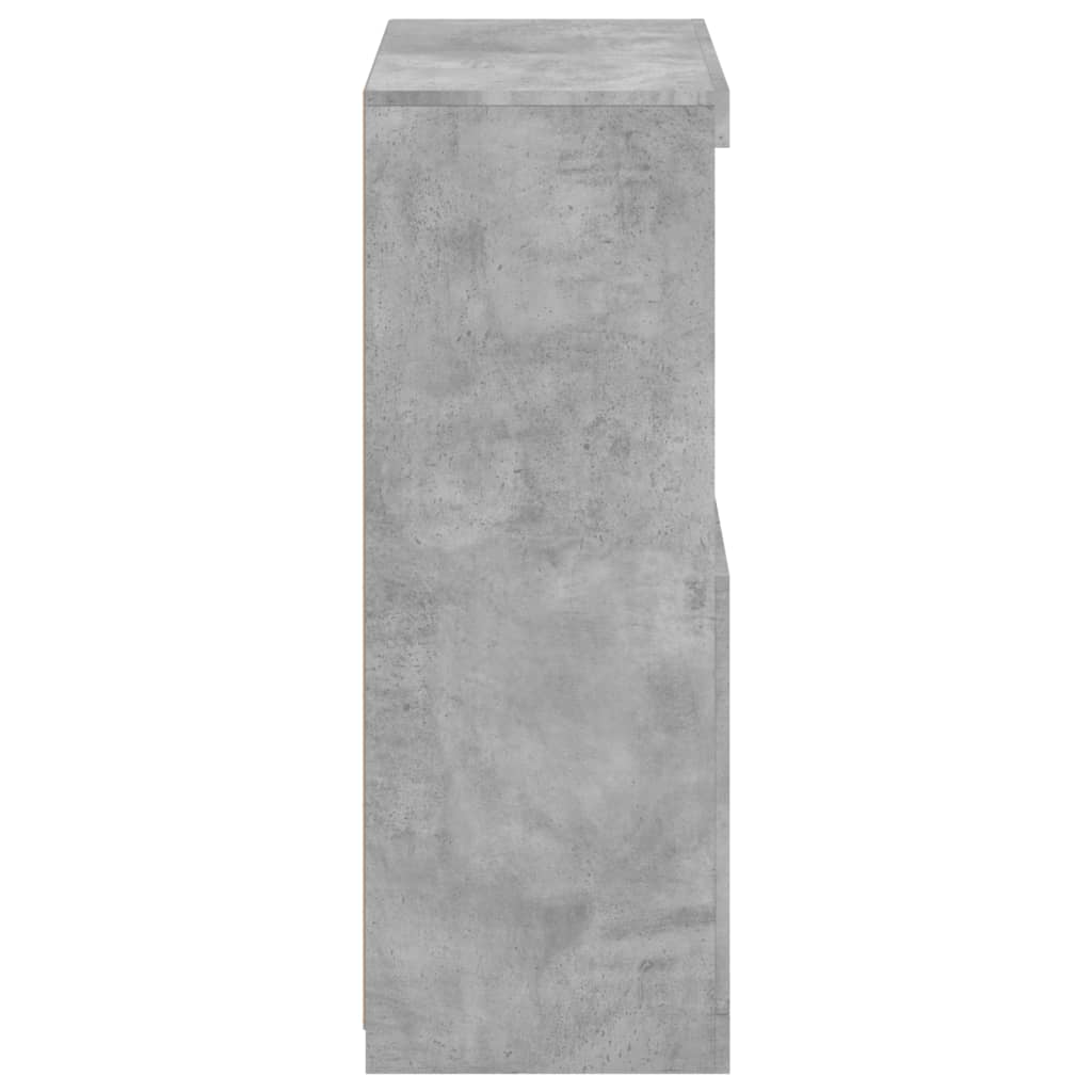 Armoire latérale avec lumières LED gris béton bois d'ingénierie - XIOS