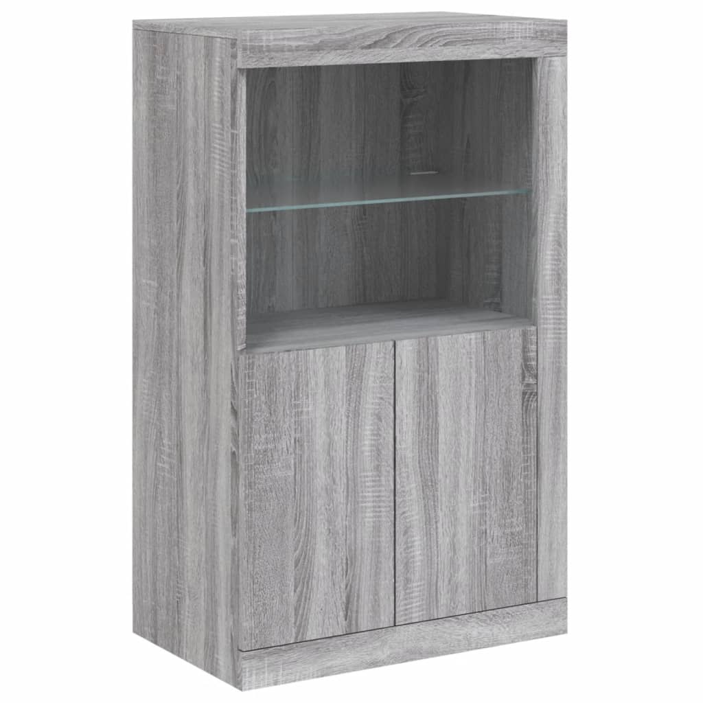 Armoire latérale et lumières LED sonoma gris bois d'ingénierie - XIOS
