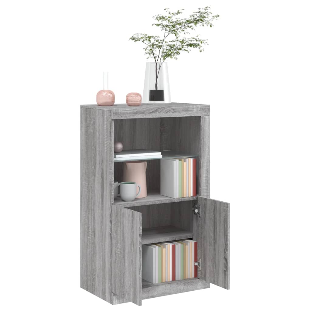 Armoire latérale et lumières LED sonoma gris bois d'ingénierie - XIOS