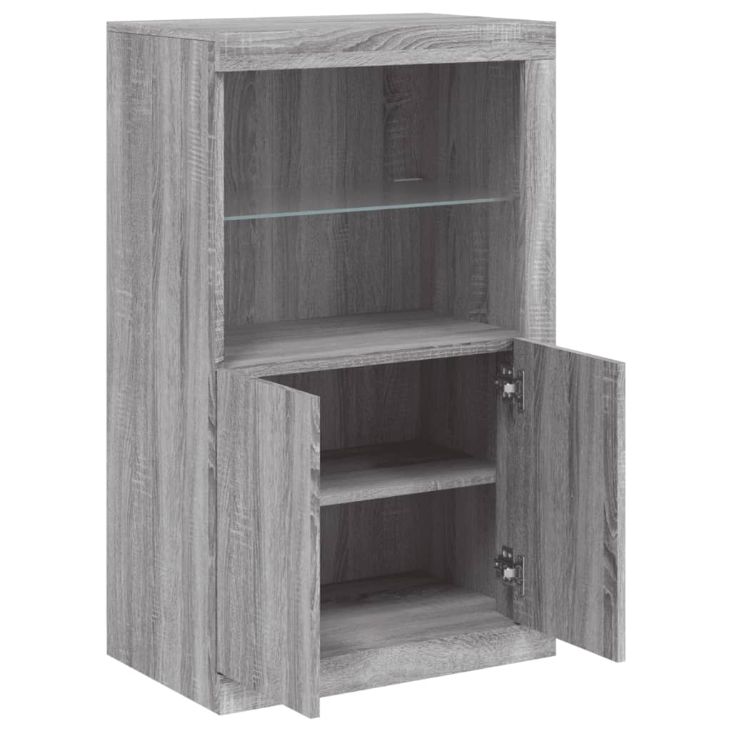 Armoire latérale et lumières LED sonoma gris bois d'ingénierie - XIOS