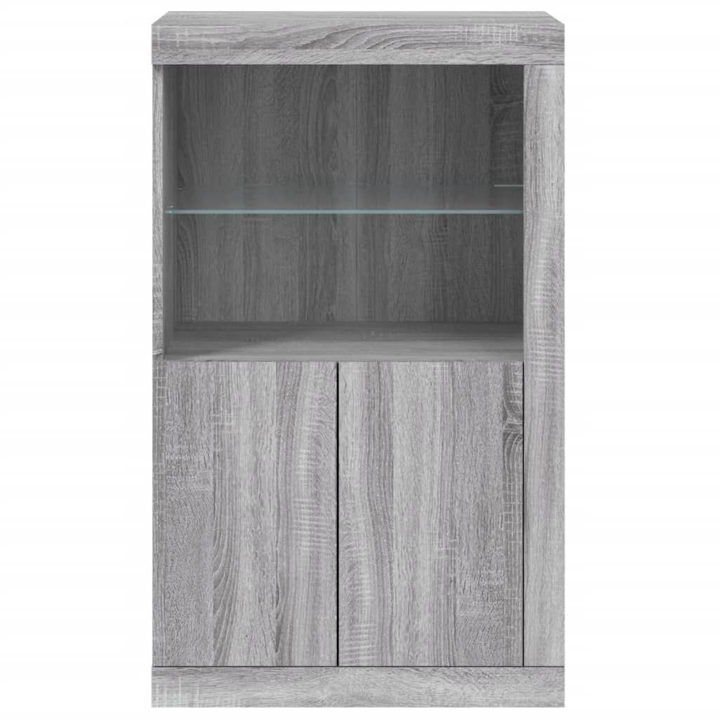 Armoire latérale et lumières LED sonoma gris bois d'ingénierie - XIOS