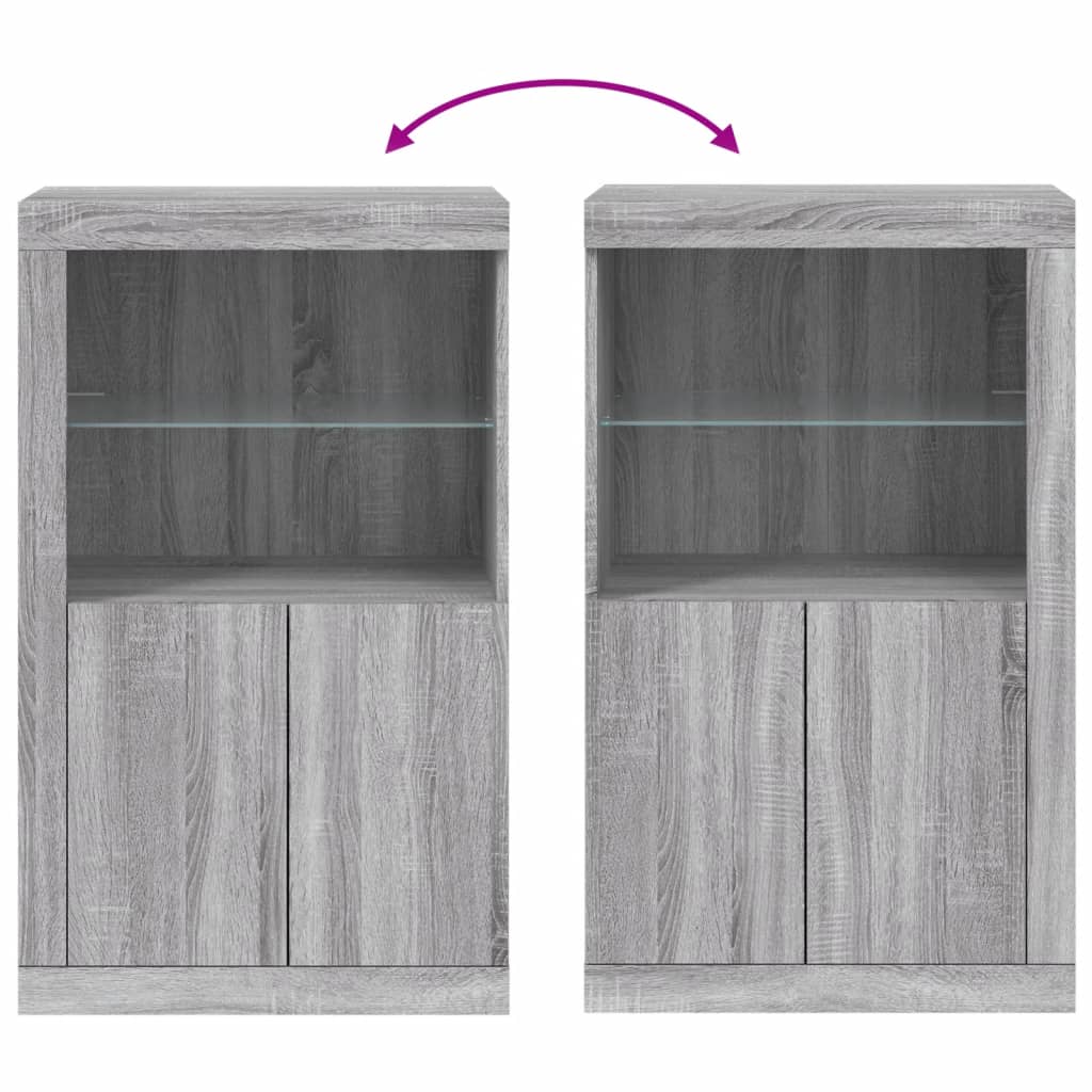 Armoire latérale et lumières LED sonoma gris bois d'ingénierie - XIOS