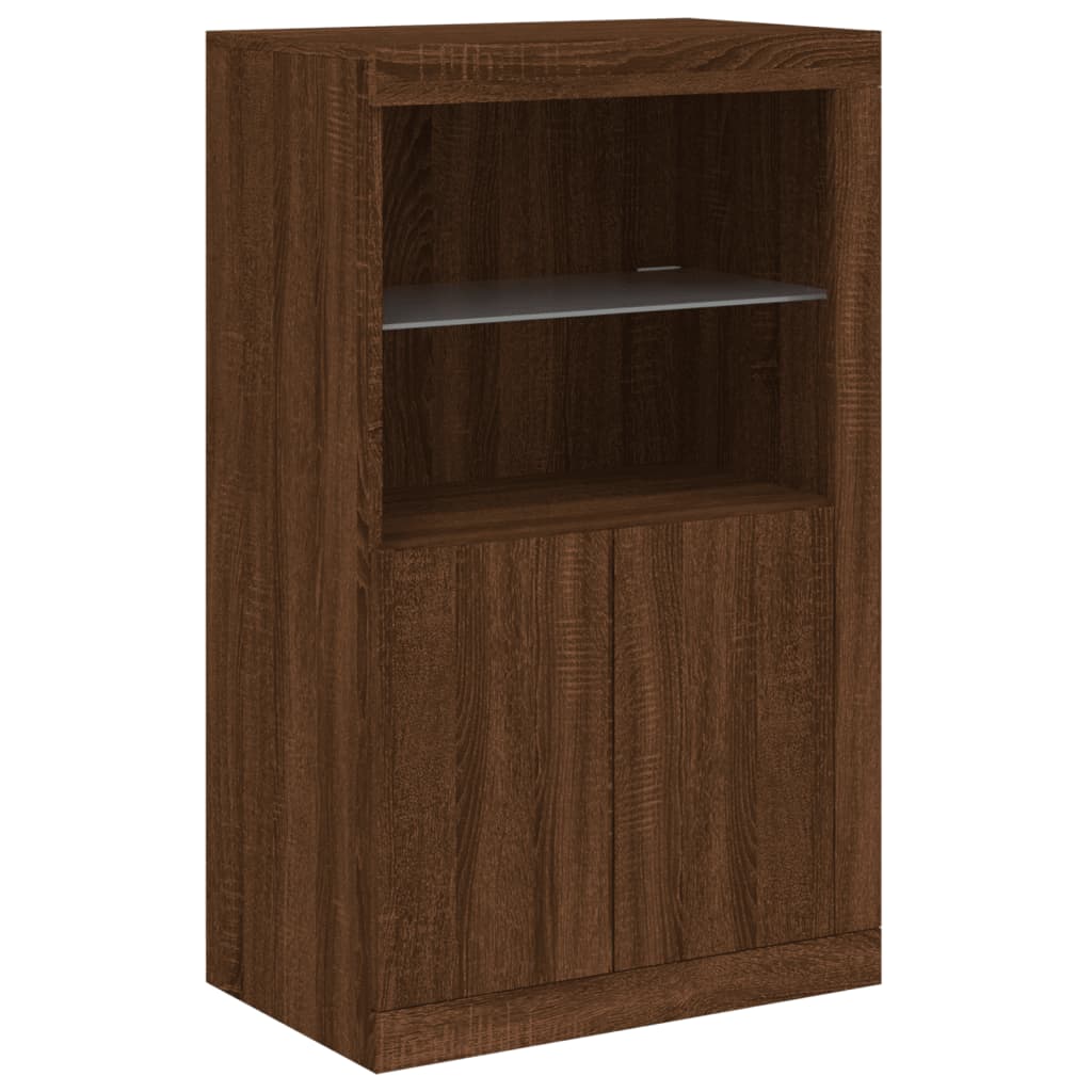 Armoire latérale avec lumières LED chêne marron bois ingénierie - XIOS