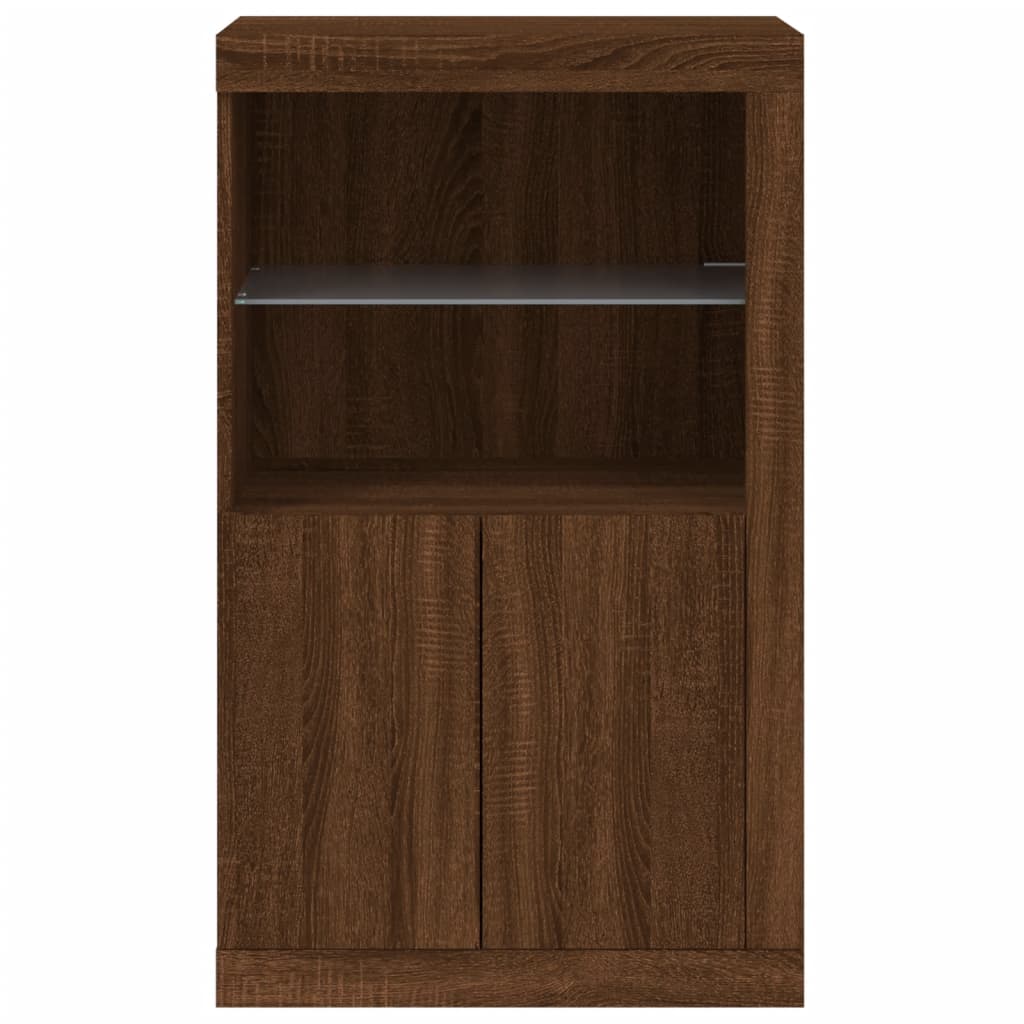 Armoire latérale avec lumières LED chêne marron bois ingénierie - XIOS