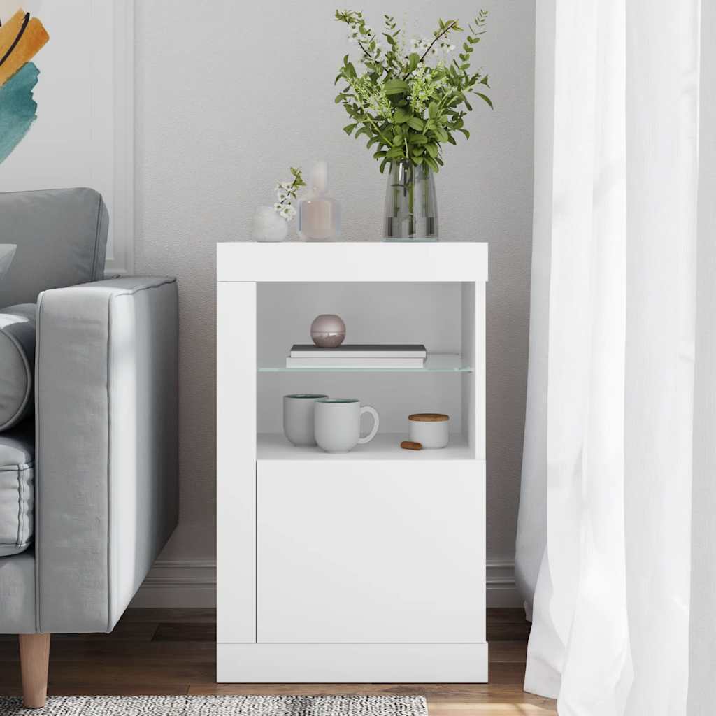 Armoire latérale avec éclairage LED blanc bois d'ingénierie - XIOS