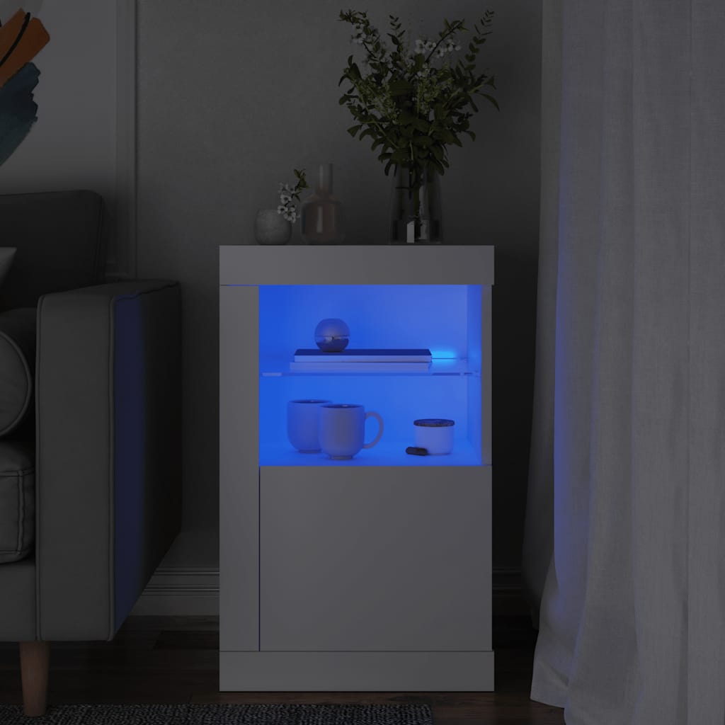 Armoire latérale avec éclairage LED blanc bois d'ingénierie - XIOS