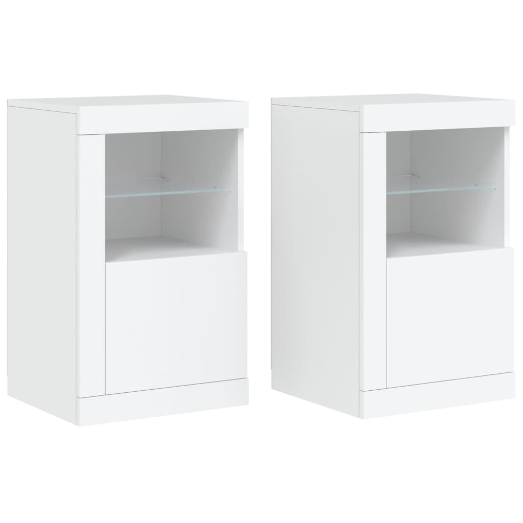 Armoires latérales éclairage LED 2 pcs blanc bois d'ingénierie - XIOS