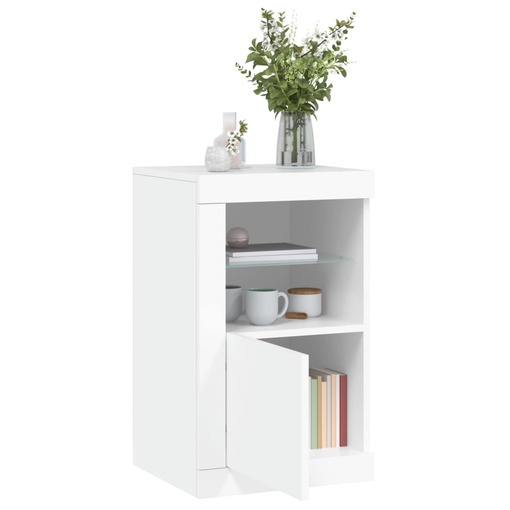Armoires latérales éclairage LED 2 pcs blanc bois d'ingénierie - XIOS