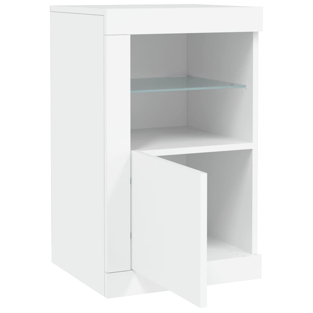 Armoires latérales éclairage LED 2 pcs blanc bois d'ingénierie - XIOS