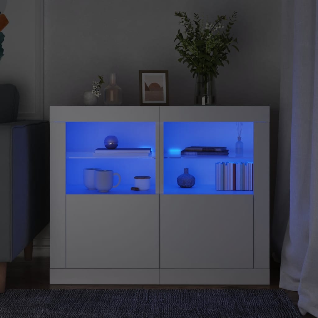 Armoires latérales éclairage LED 2 pcs blanc bois d'ingénierie - XIOS