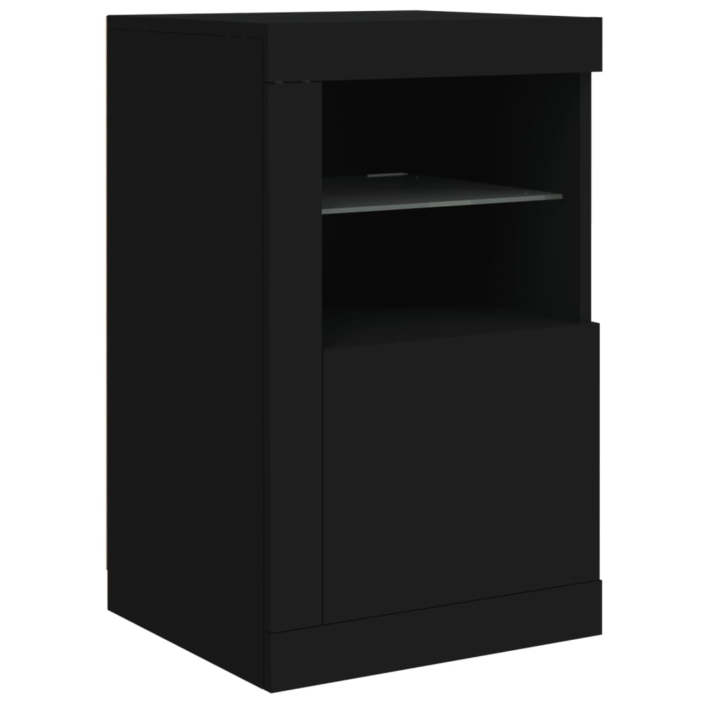 Armoire latérale avec lumières LED noir bois d'ingénierie - XIOS
