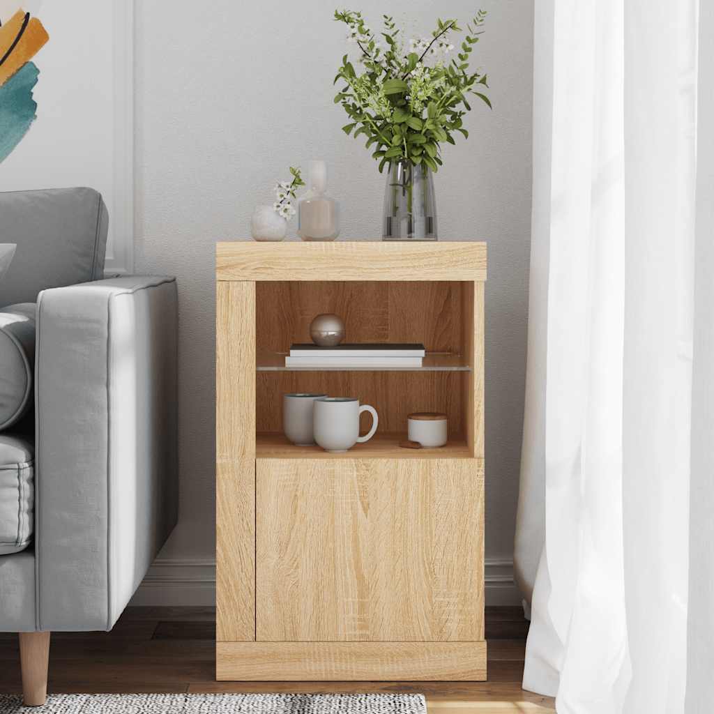 Armoire latérale avec lumières LED chêne sonoma - XIOS