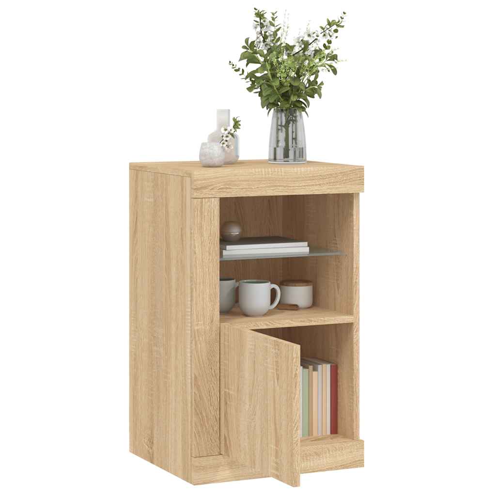 Armoire latérale avec lumières LED chêne sonoma - XIOS