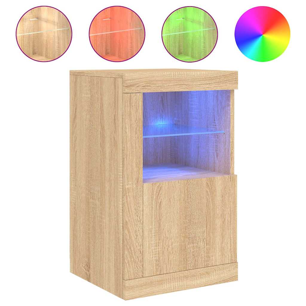 Armoire latérale avec lumières LED chêne sonoma - XIOS