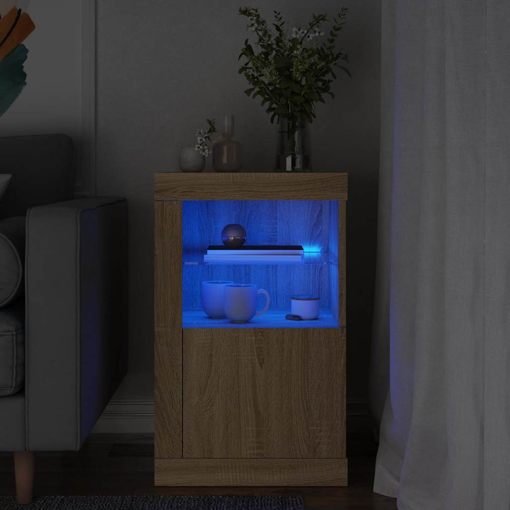 Armoire latérale avec lumières LED chêne sonoma - XIOS