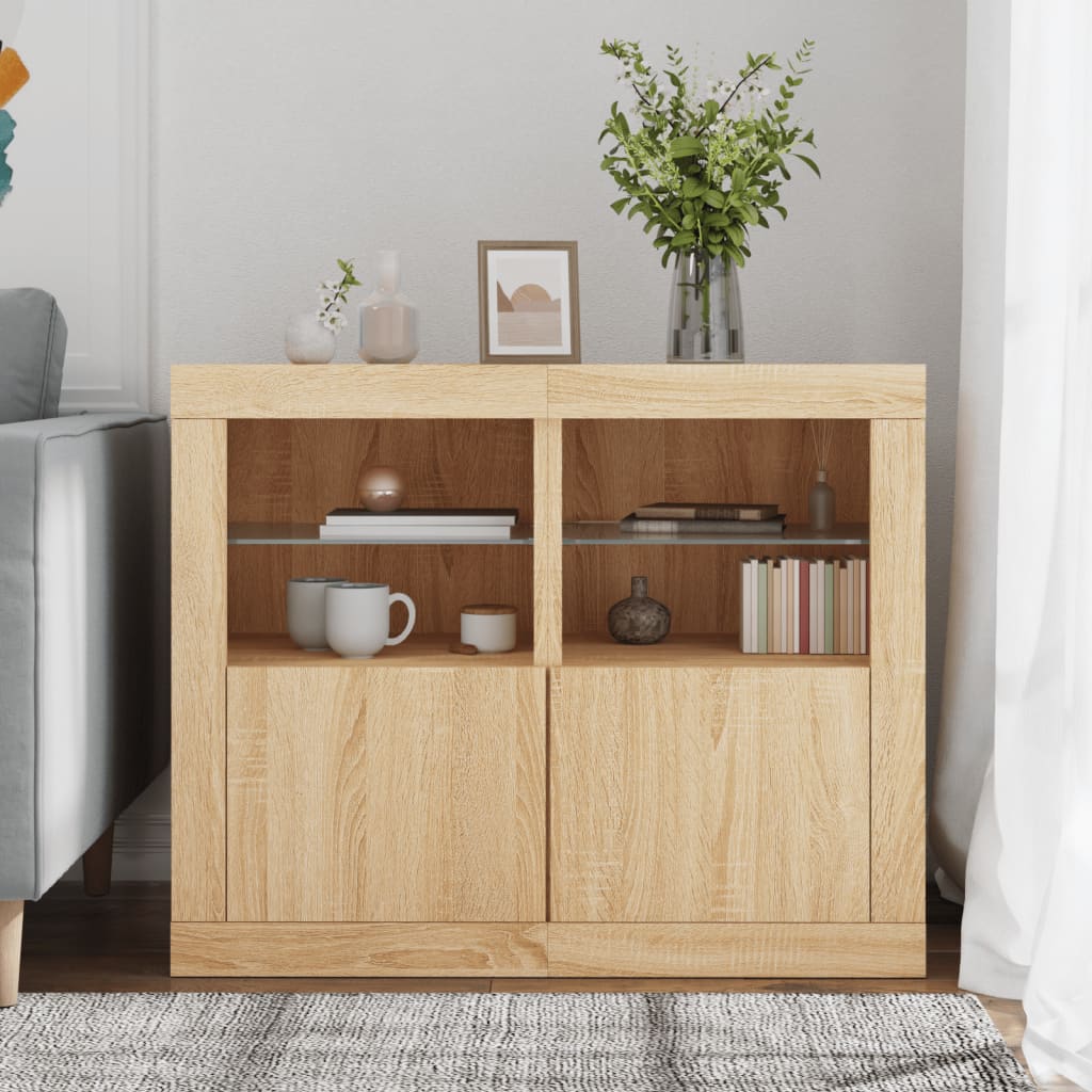 Armoires latérales et lumières LED 2 pcs chêne sonoma - XIOS