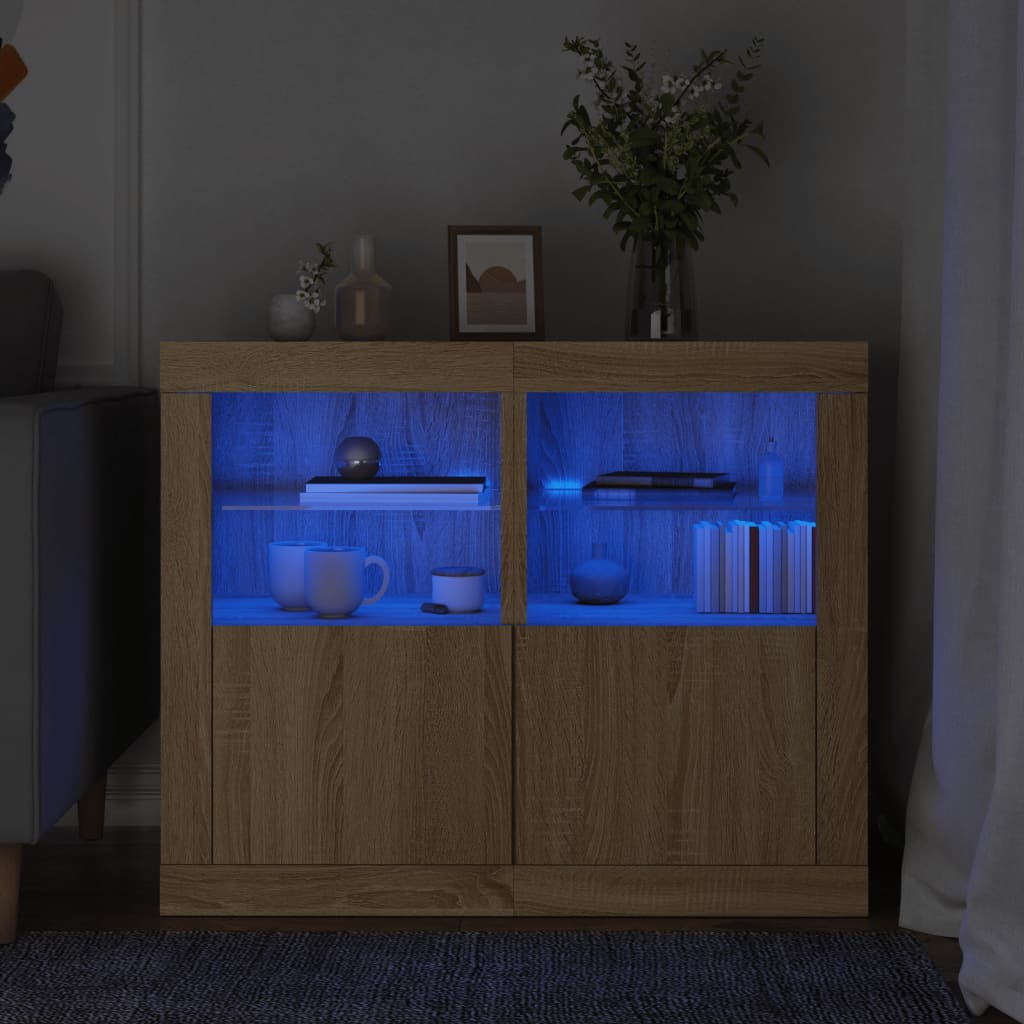 Armoires latérales et lumières LED 2 pcs chêne sonoma - XIOS