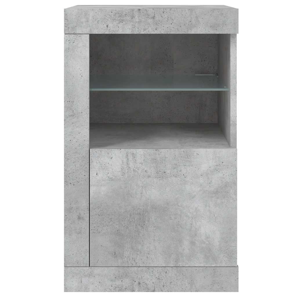 Armoire latérale avec lumières LED gris béton bois d'ingénierie - XIOS