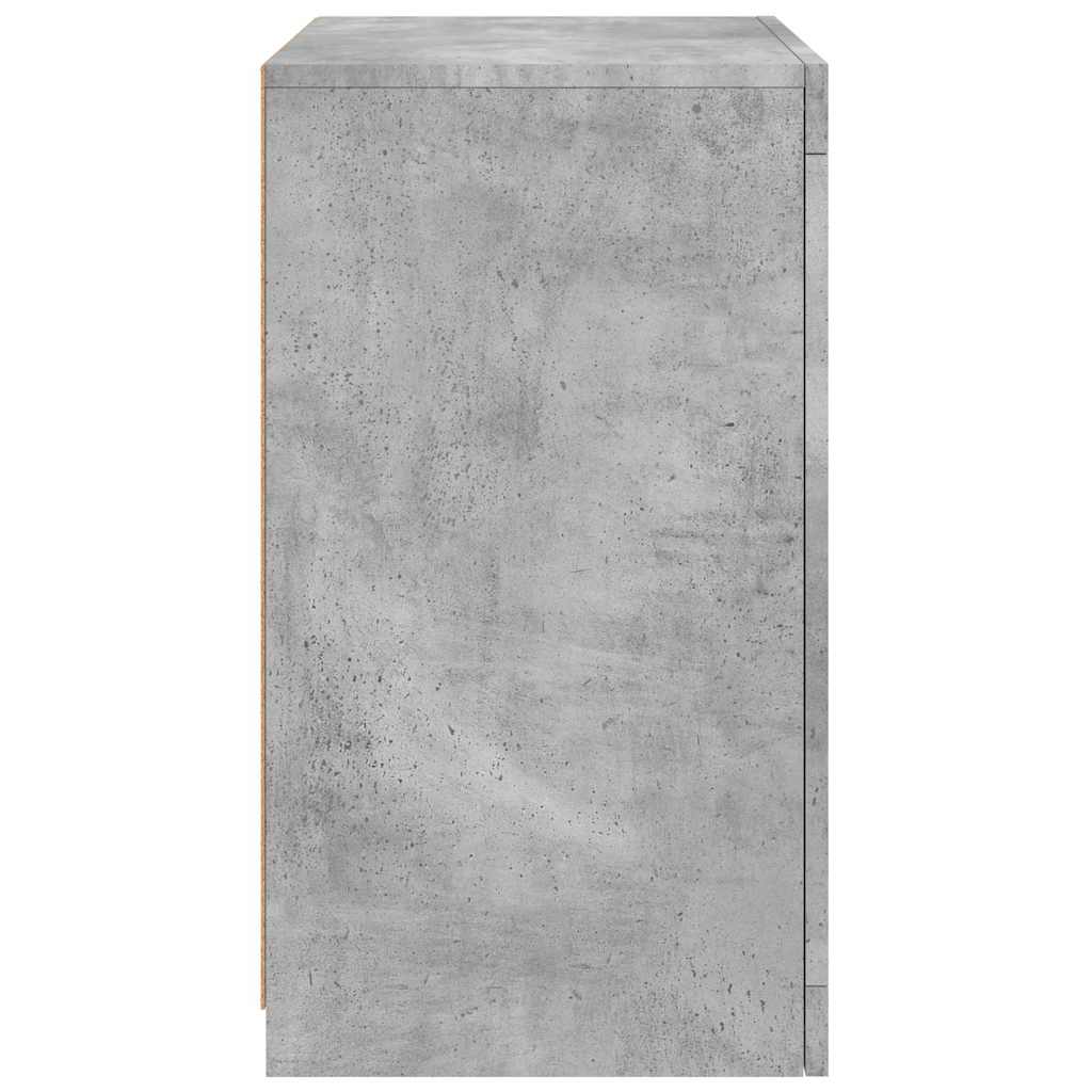 Armoire latérale avec lumières LED gris béton bois d'ingénierie - XIOS