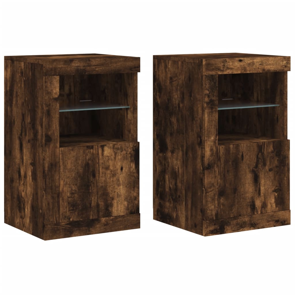 Armoires latérales et lumières LED 2 pcs chêne fumé - XIOS