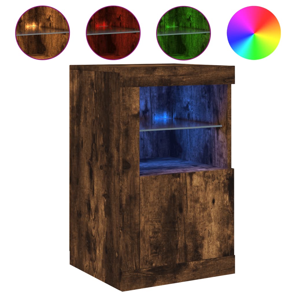 Armoires latérales et lumières LED 2 pcs chêne fumé - XIOS