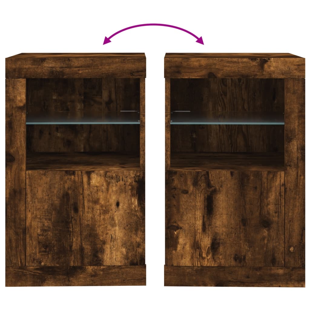 Armoires latérales et lumières LED 2 pcs chêne fumé - XIOS