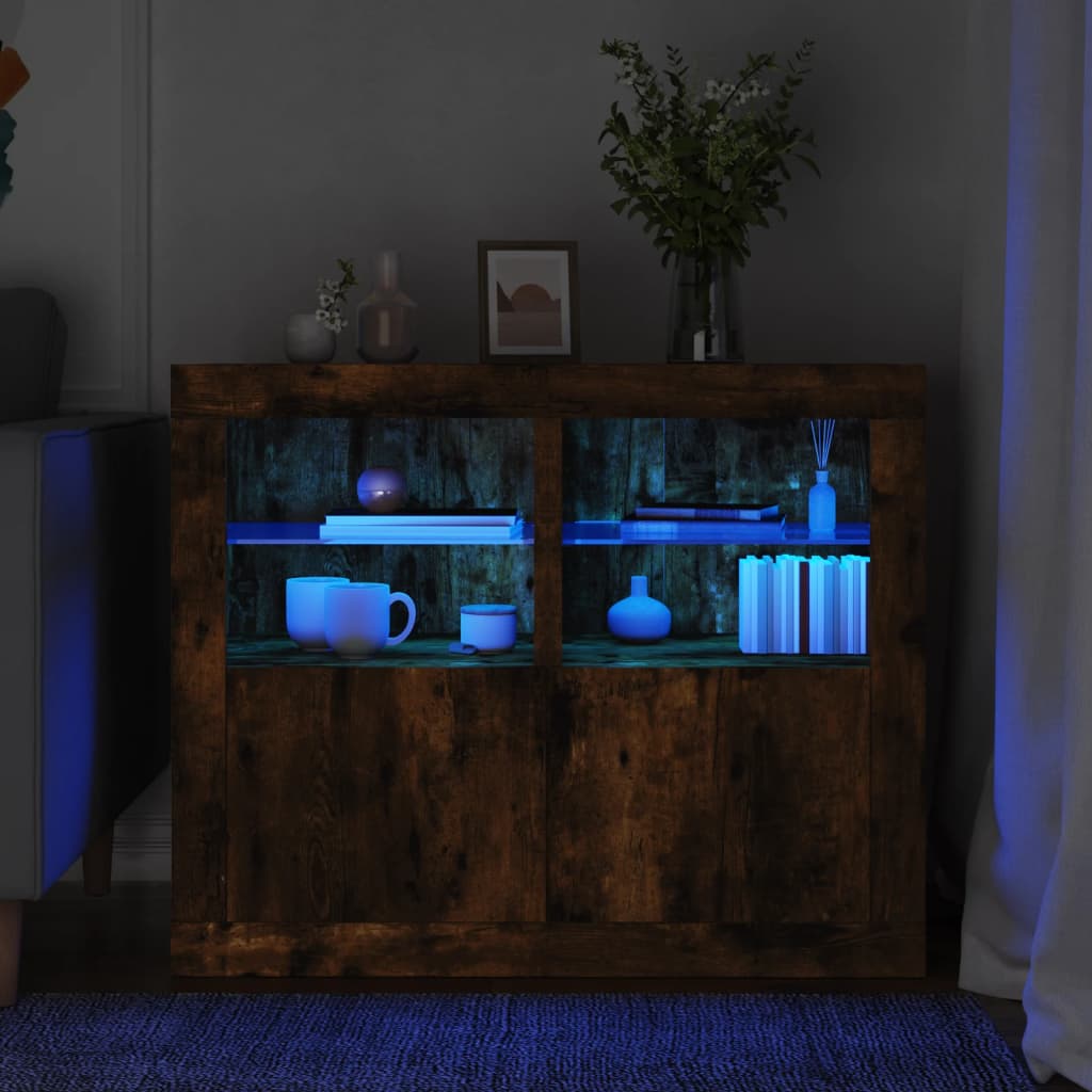 Armoires latérales et lumières LED 2 pcs chêne fumé - XIOS