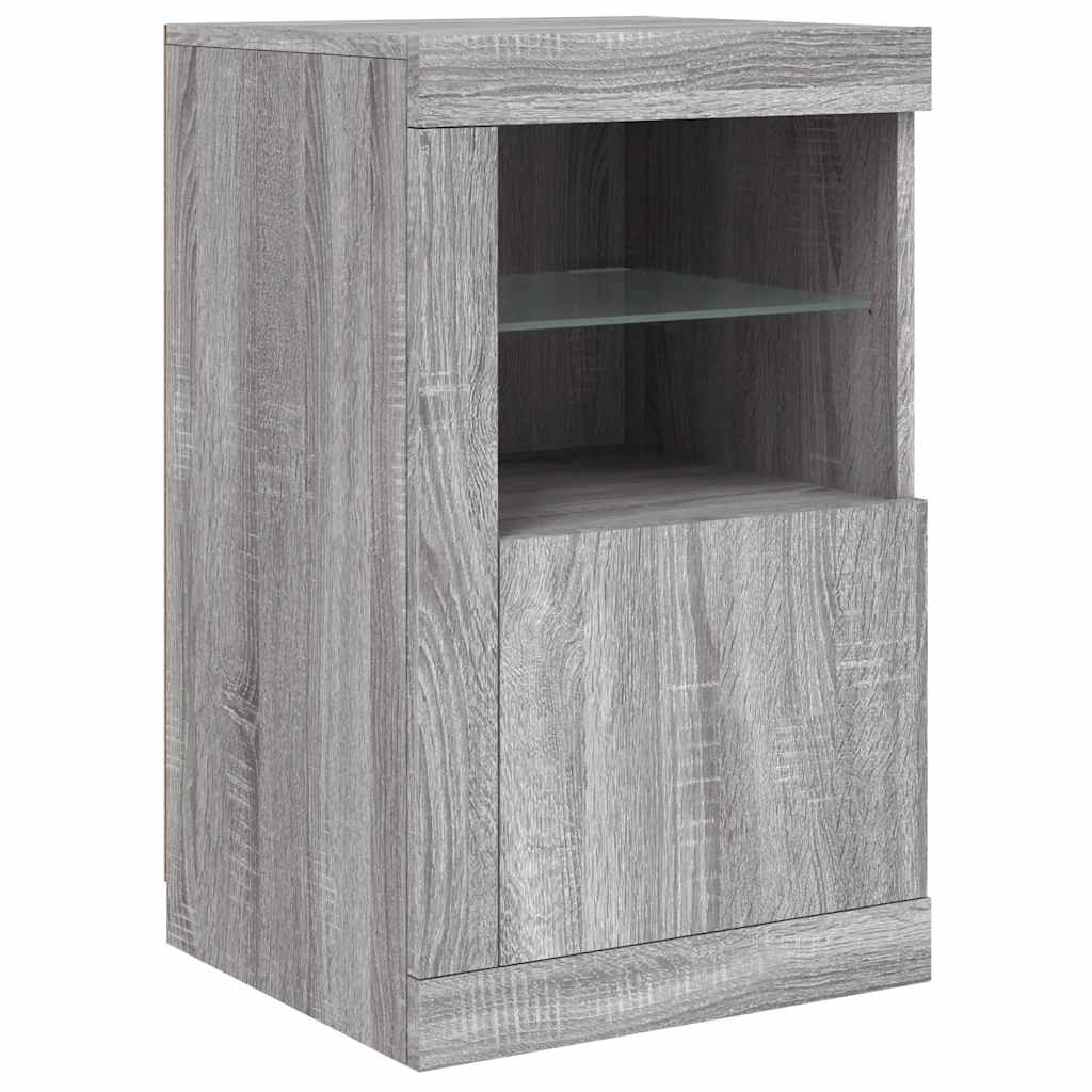Armoire latérale et lumières LED sonoma gris bois d'ingénierie - XIOS