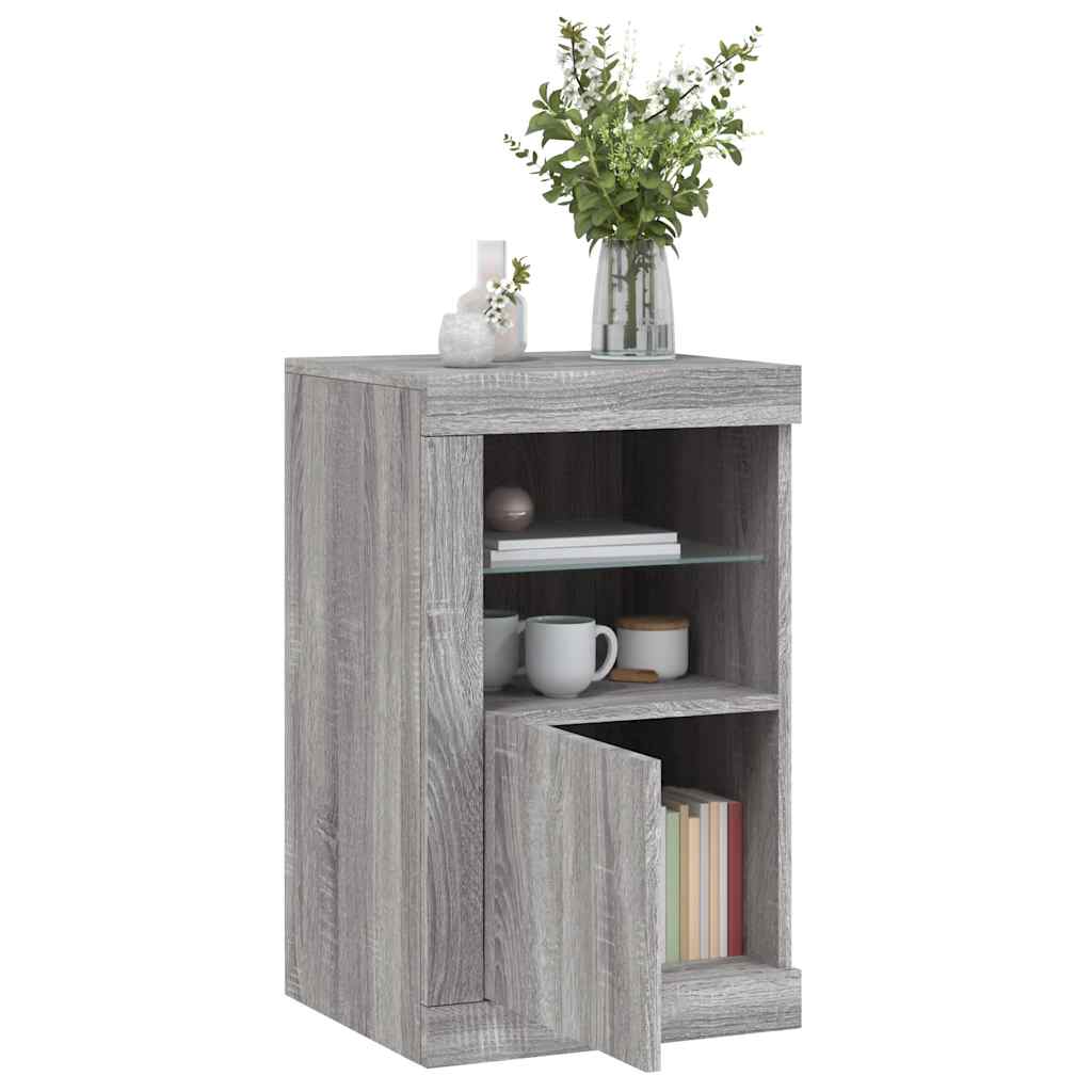 Armoire latérale et lumières LED sonoma gris bois d'ingénierie - XIOS