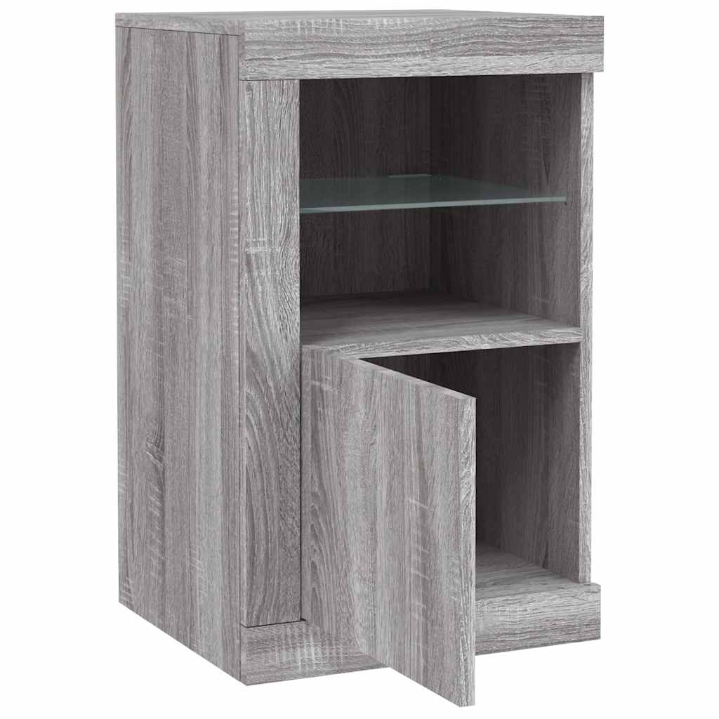Armoire latérale et lumières LED sonoma gris bois d'ingénierie - XIOS
