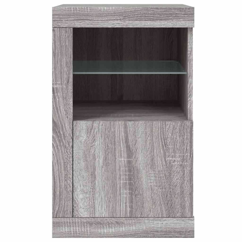 Armoire latérale et lumières LED sonoma gris bois d'ingénierie - XIOS