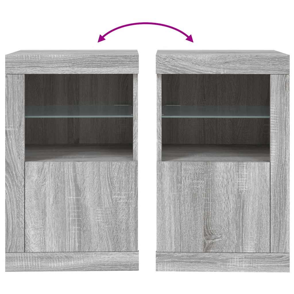 Armoire latérale et lumières LED sonoma gris bois d'ingénierie - XIOS