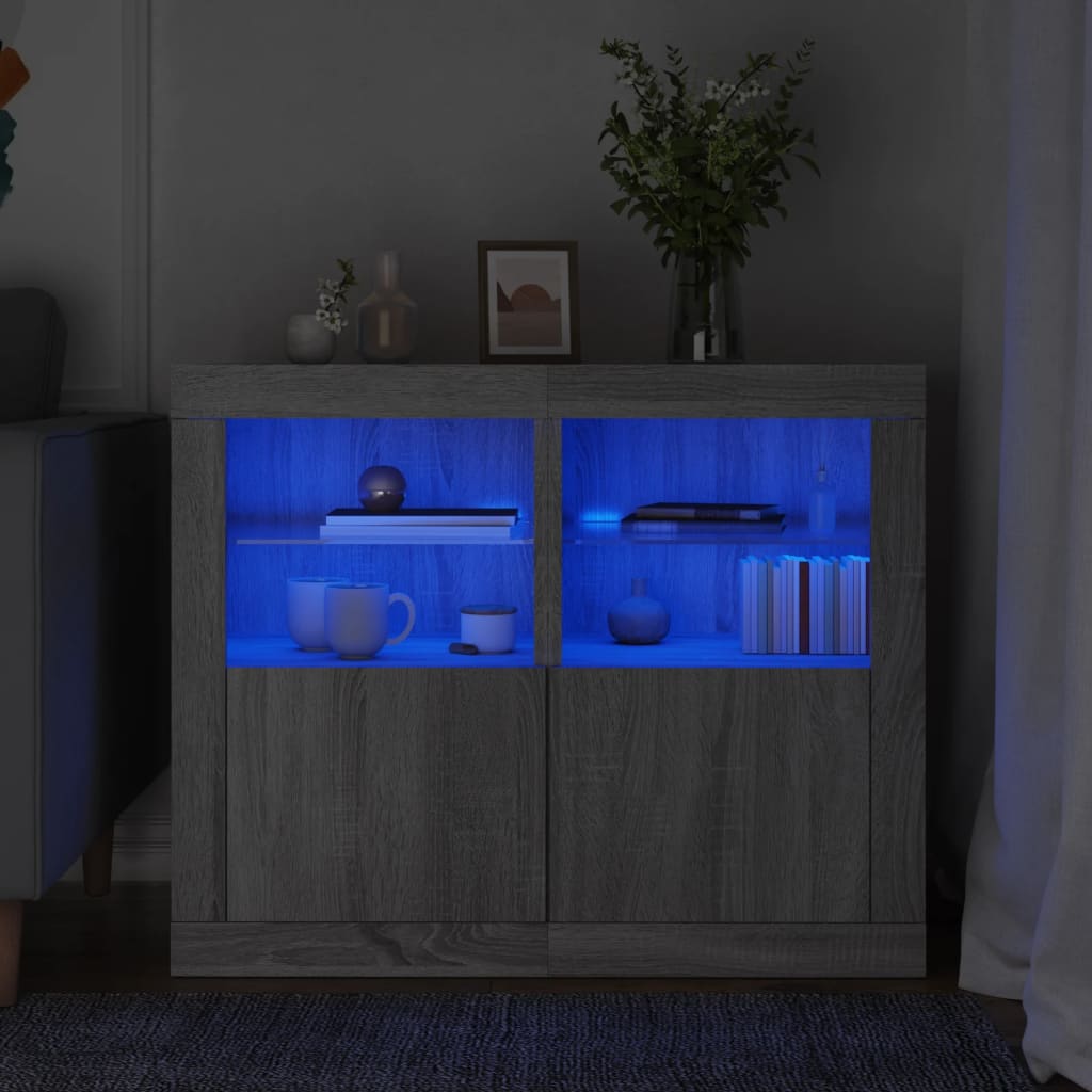 Armoires latérales et lumières LED 2 pcs sonoma gris - XIOS