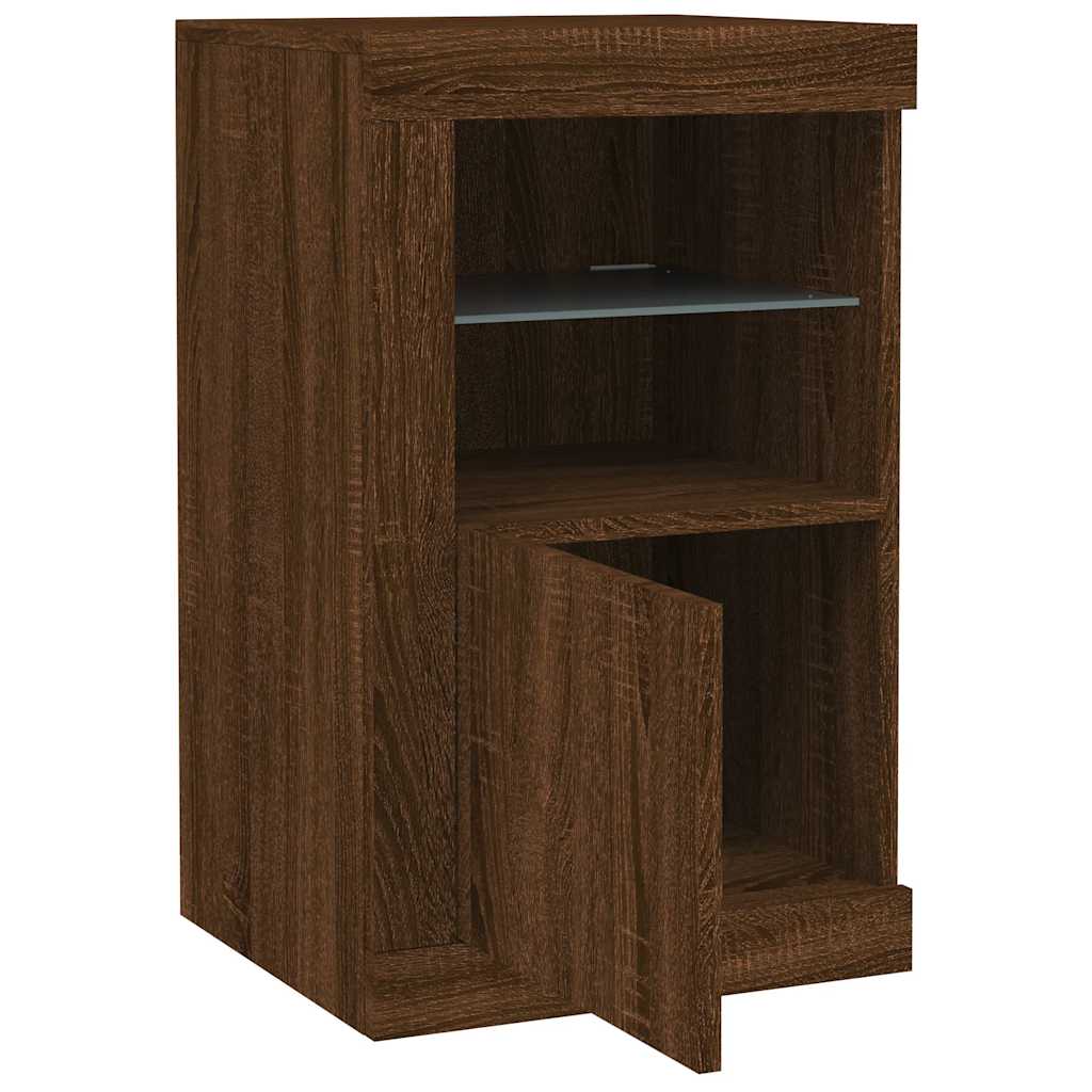 Armoire latérale avec lumières LED chêne marron bois ingénierie - XIOS