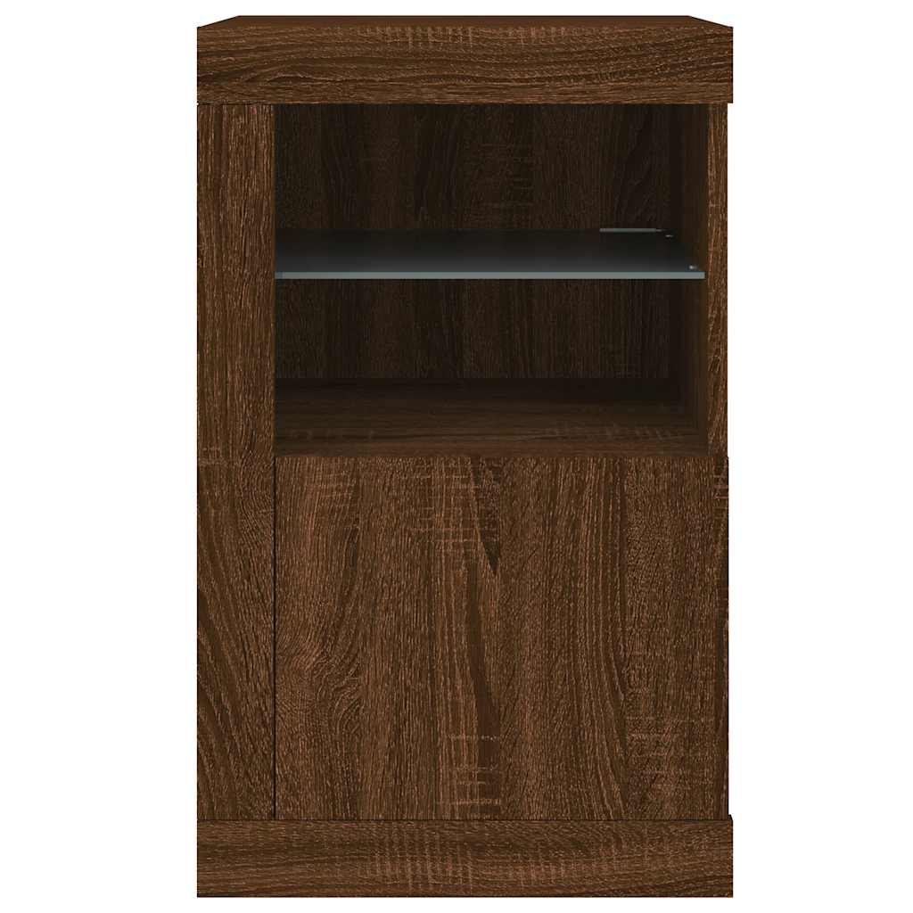 Armoire latérale avec lumières LED chêne marron bois ingénierie - XIOS