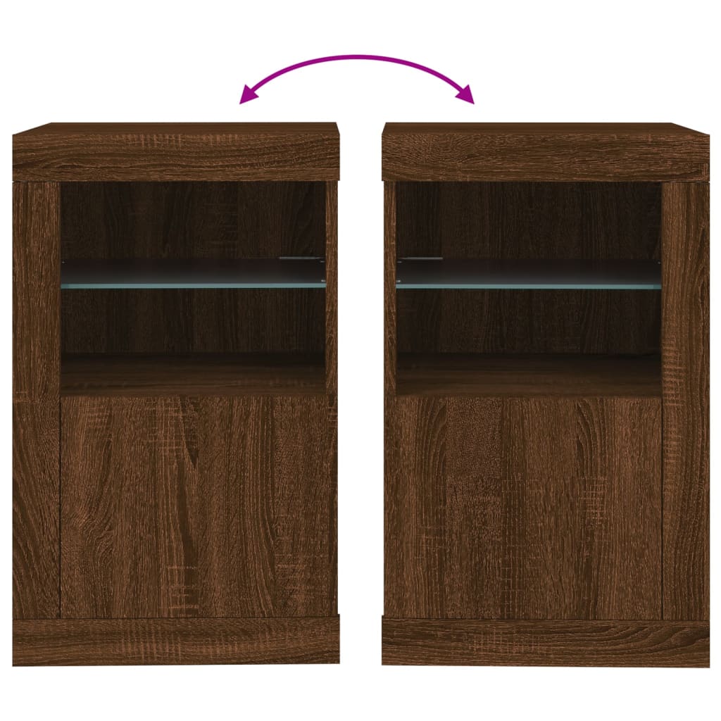 Armoire latérale avec lumières LED chêne marron bois ingénierie - XIOS