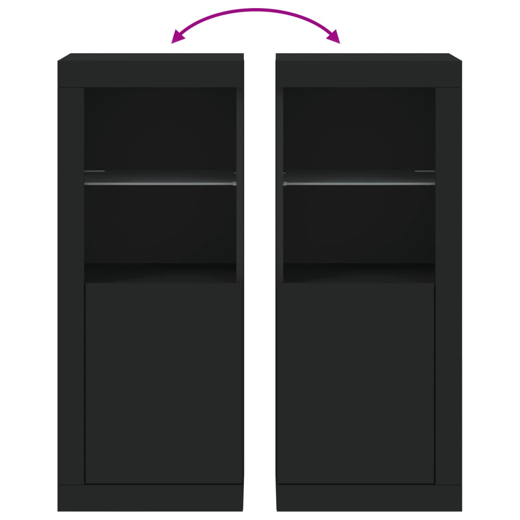 Buffet avec lumières LED noir 41x37x100 cm - XIOS