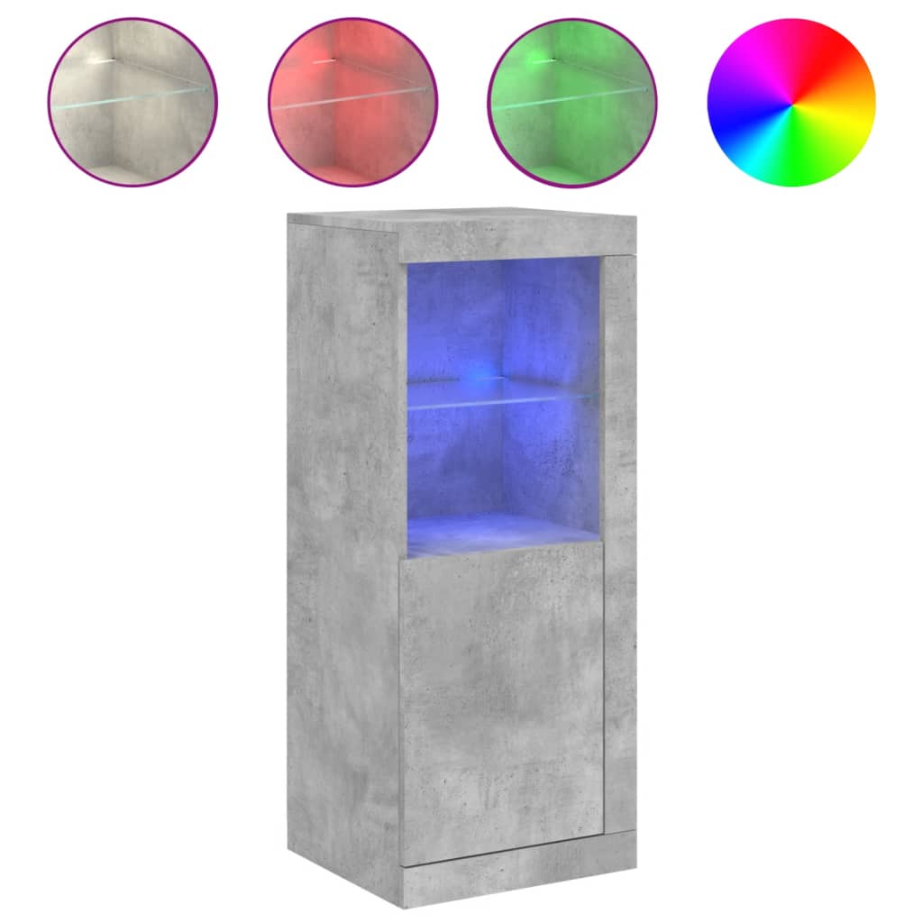 Buffet avec lumières LED gris béton 41x37x100 cm - XIOS