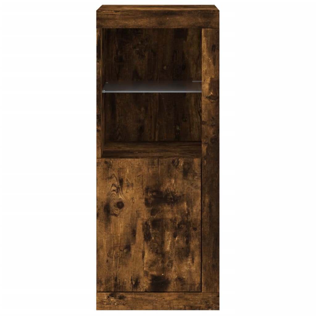 Buffet avec lumières LED chêne fumé 41x37x100 cm - XIOS