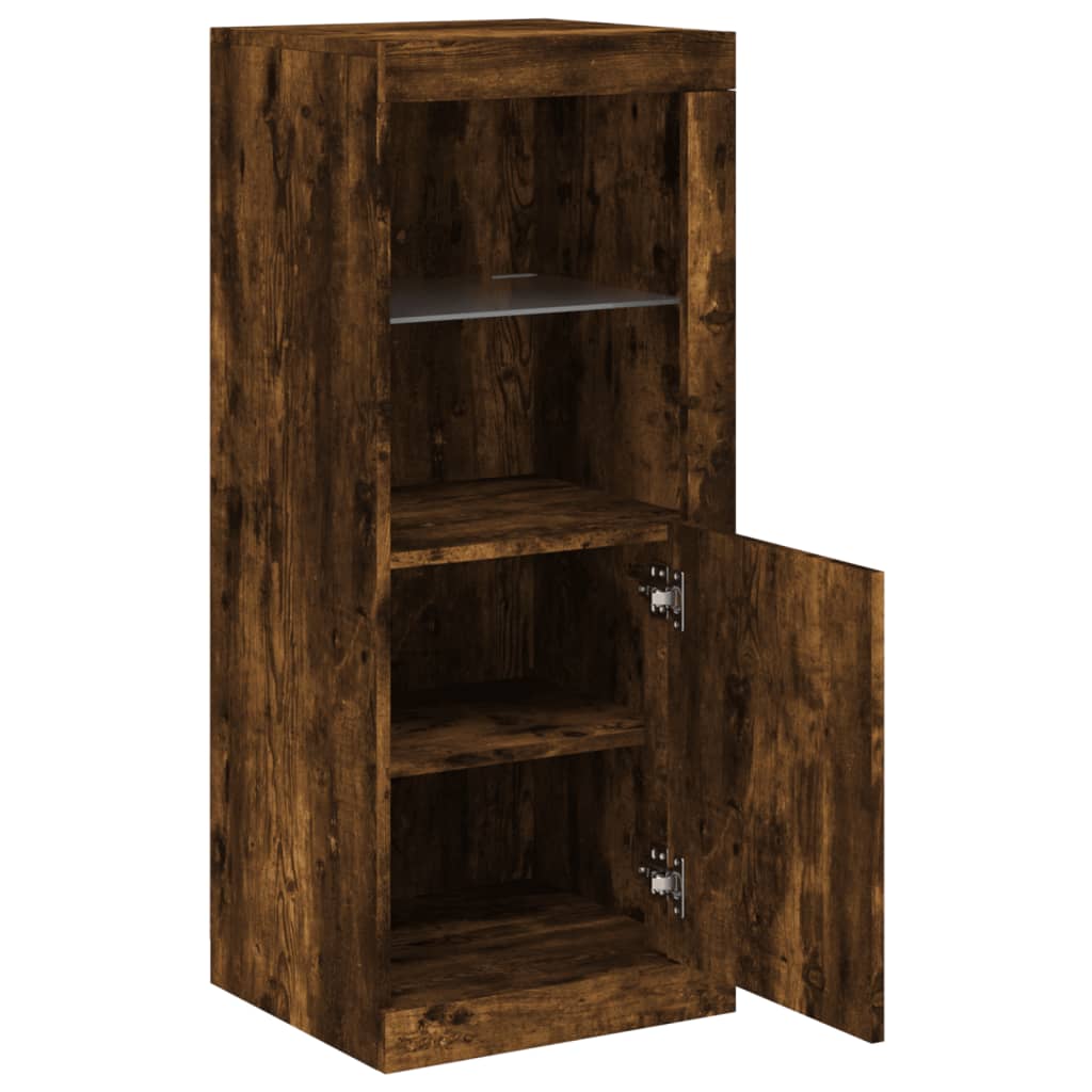 Buffet avec lumières LED chêne fumé 41x37x100 cm - XIOS