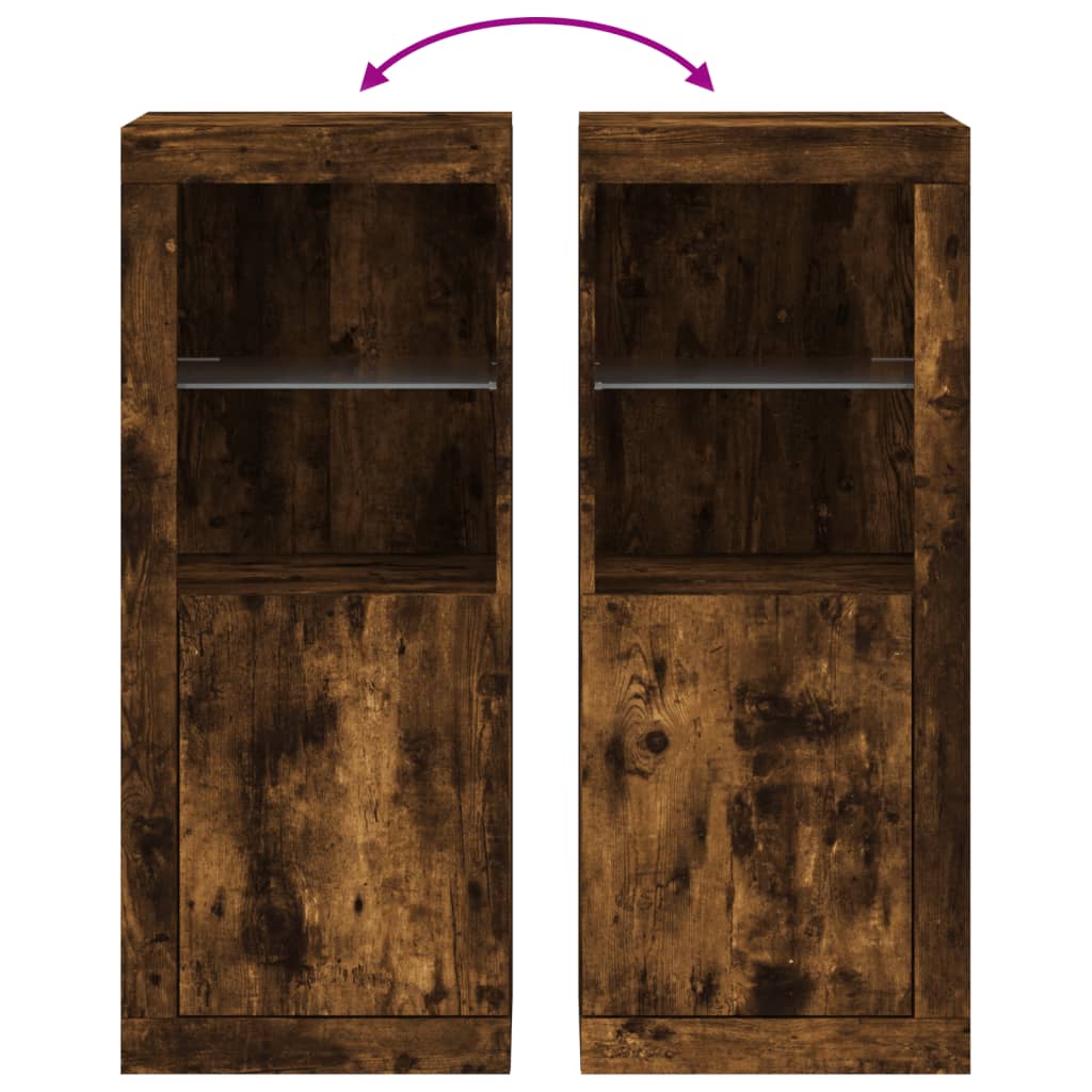 Buffet avec lumières LED chêne fumé 41x37x100 cm - XIOS