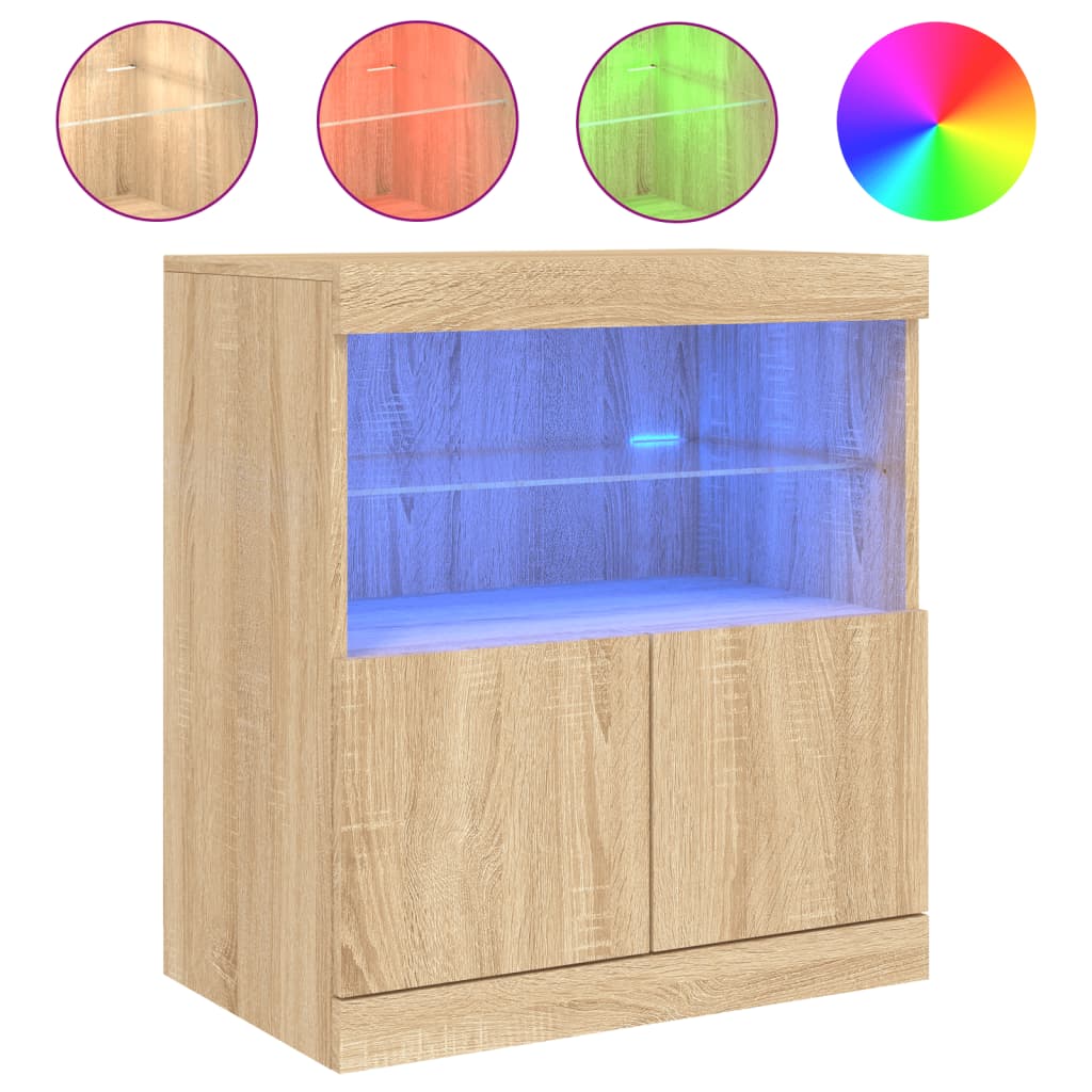 Buffet avec lumières LED chêne sonoma 60x37x67 cm - XIOS