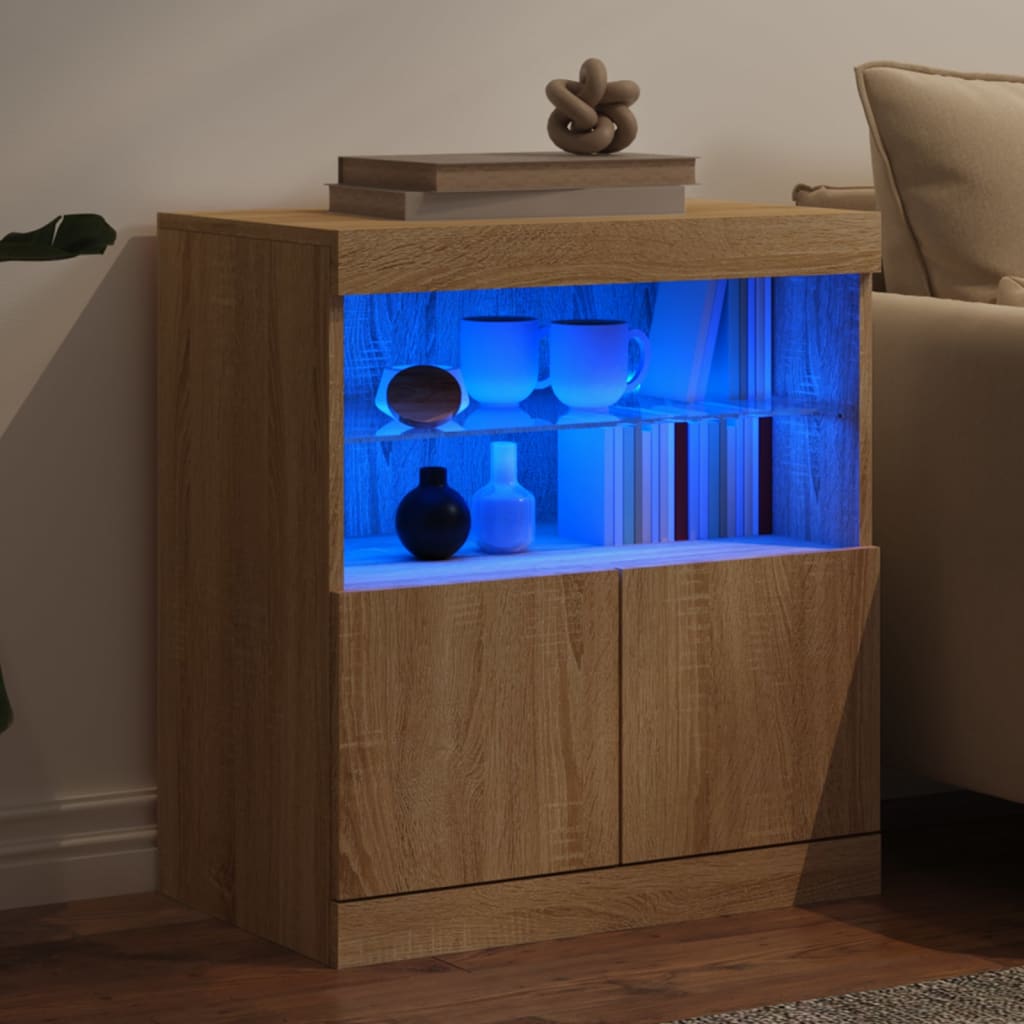 Buffet avec lumières LED chêne sonoma 60x37x67 cm - XIOS