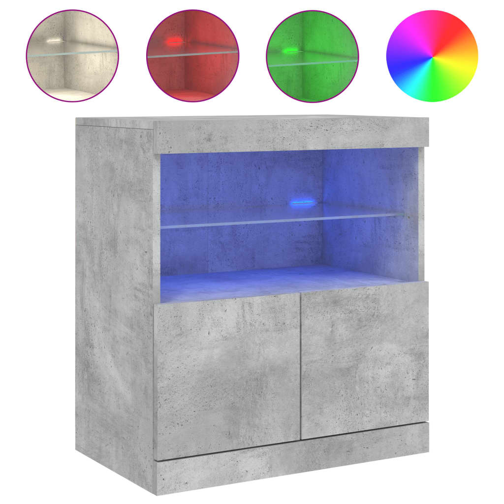 Buffet avec lumières LED gris béton 60x37x67 cm - XIOS
